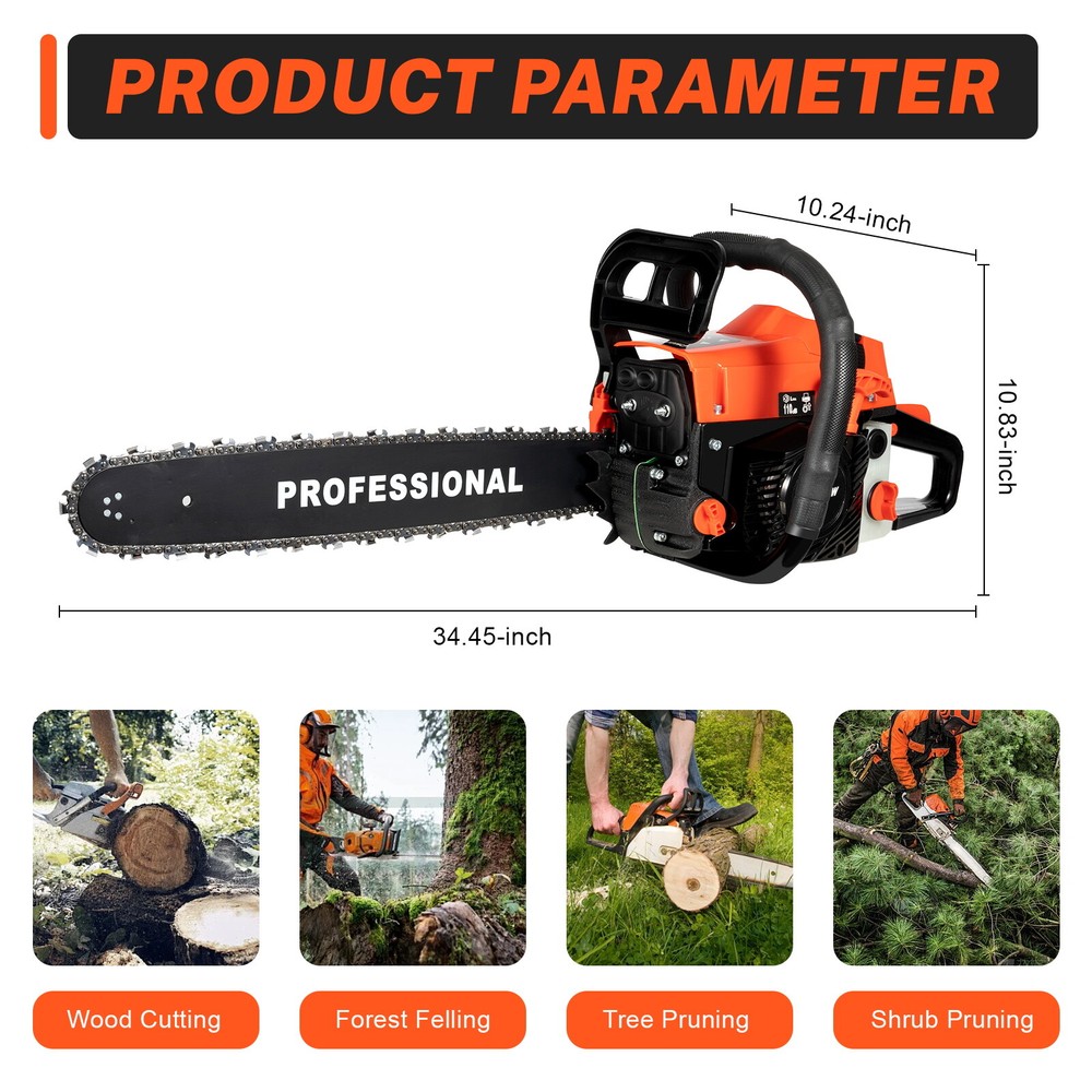 Powerful 20-Inch Gasoline Chainsaw with 2-Stroke Engine for Efficient Cutting