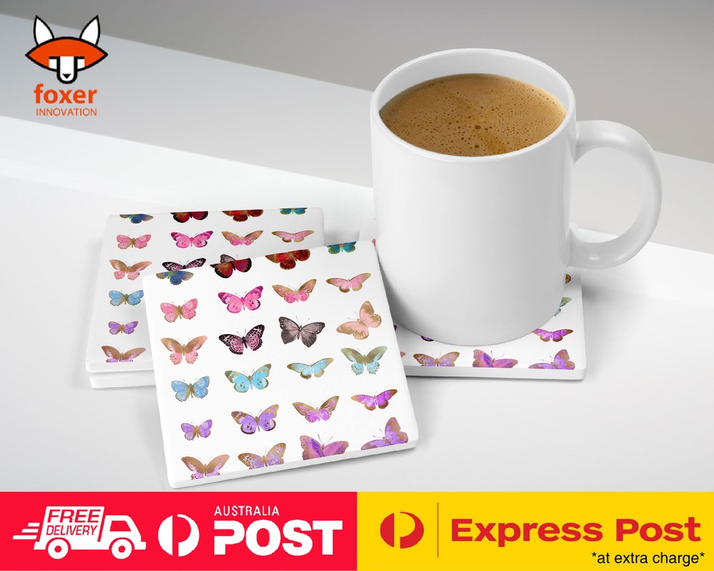 COASTER COFFEE DRINKING MAT|WATERCOLOR PAINT BUTTERFLY