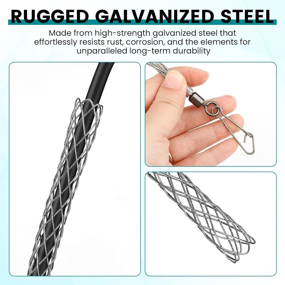 4 PCS 1/2 Inch Wire Pulling Grip Mesh Cable Pulls Metal Cable Pulling Grip Sock