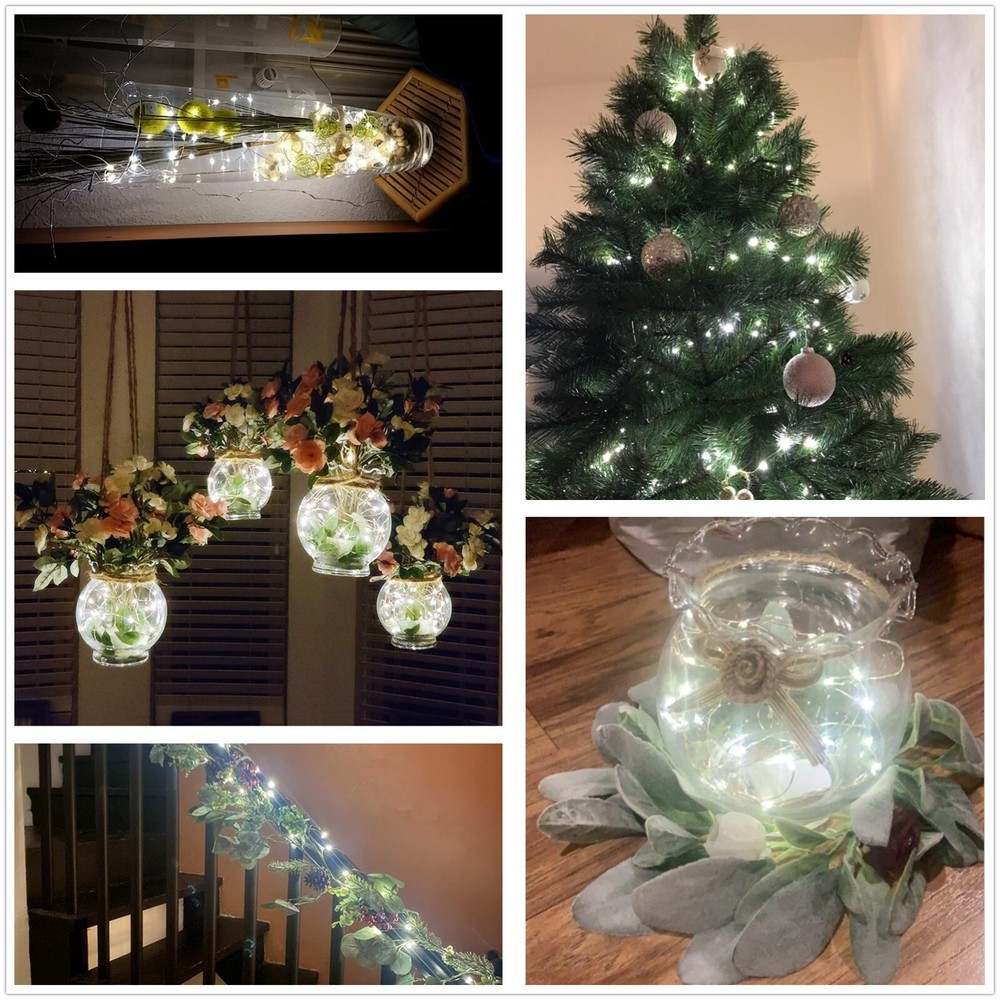 2Pack Cool White Christmas Lights Battery Operated String Lights