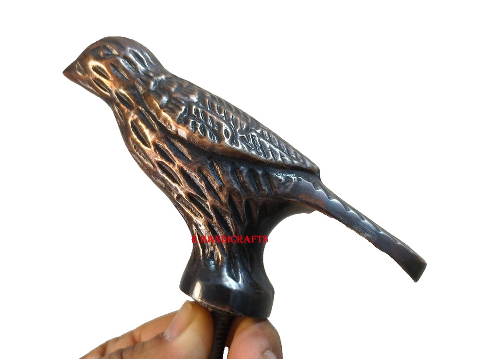 Collectable Handmade Solid Antique Brass Bird Designer walking stick Handle
