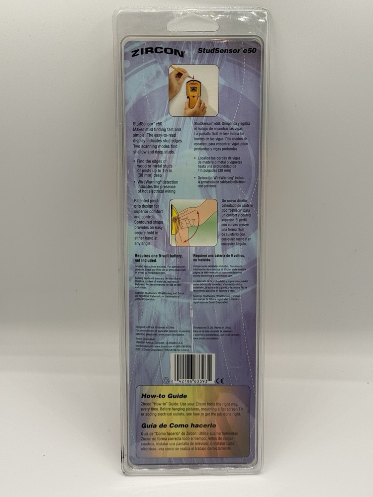 Zircon E50 Edge Finding StudSensor Deep Scan Stud Finder Wire Warning LCD D4