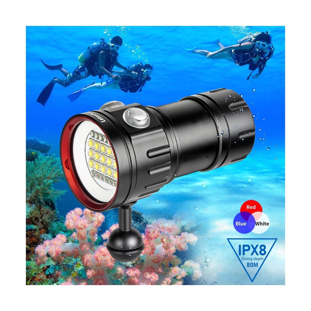 B15 Dive Light Underwater Flashlight 8000Lumens Underwater Video Lights 80m S...