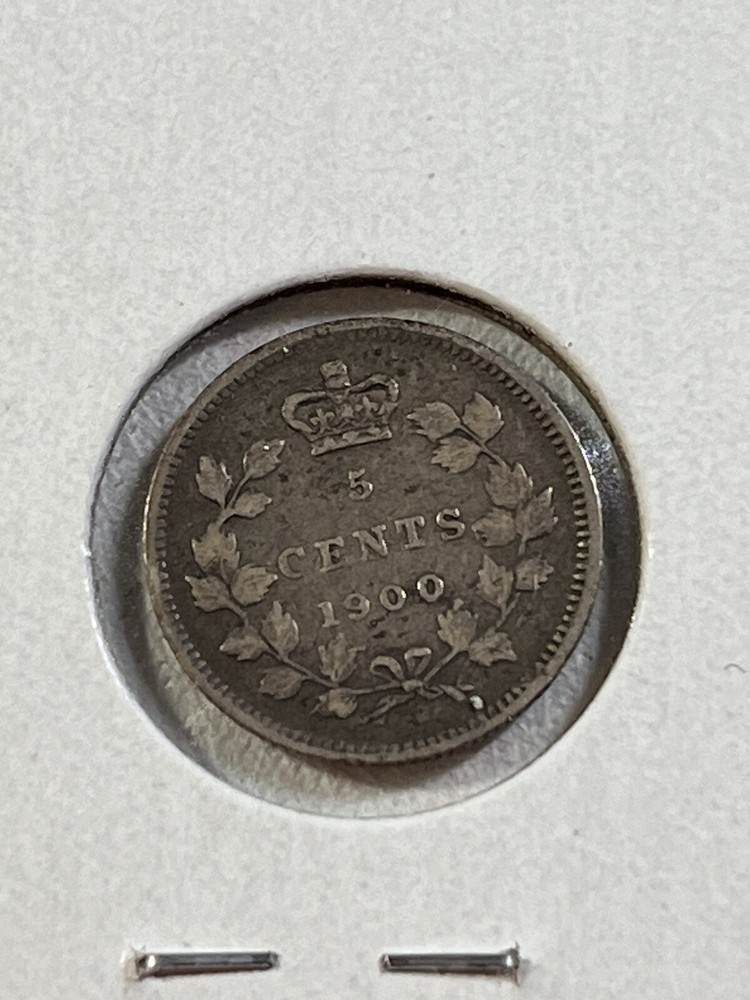 1900 Canada 5 Cents Small Silver Coin Oval 0's