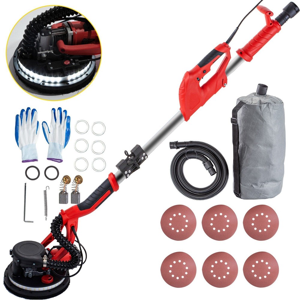 850W Electric Drywall Sander 225mm 6-Speed Foldable Telescopic LED