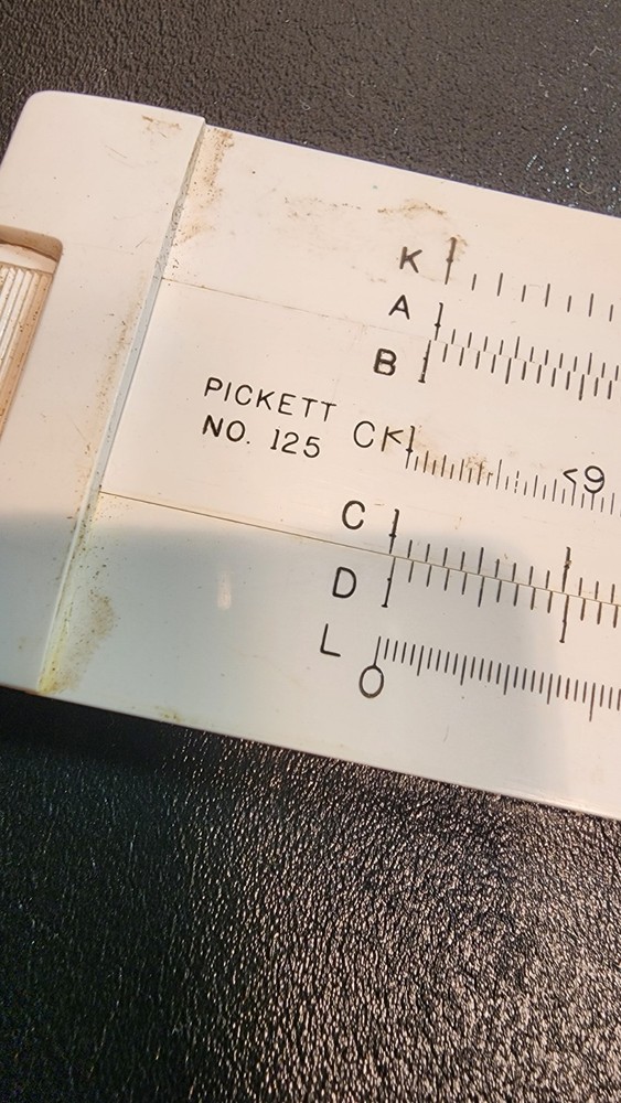 Pickett No 125 Slide Rule, Vintage Engineering Math Tool