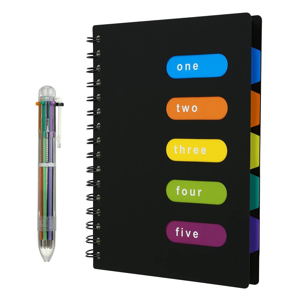 Kesoto Spiral Notebook with Divider Tabs, Professional Notebooks for Black