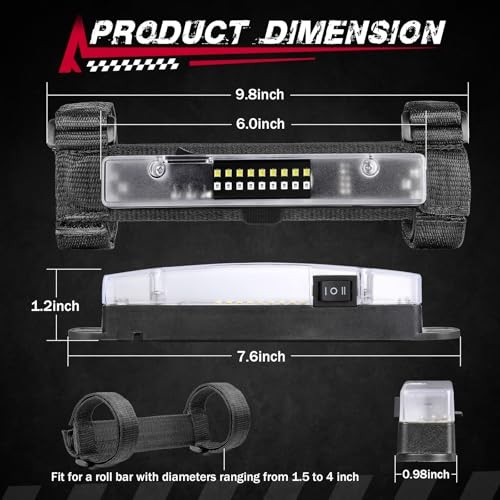 UTV Interior Dome Light with Switch, Roll Bar Cage Mount Dome Green and White