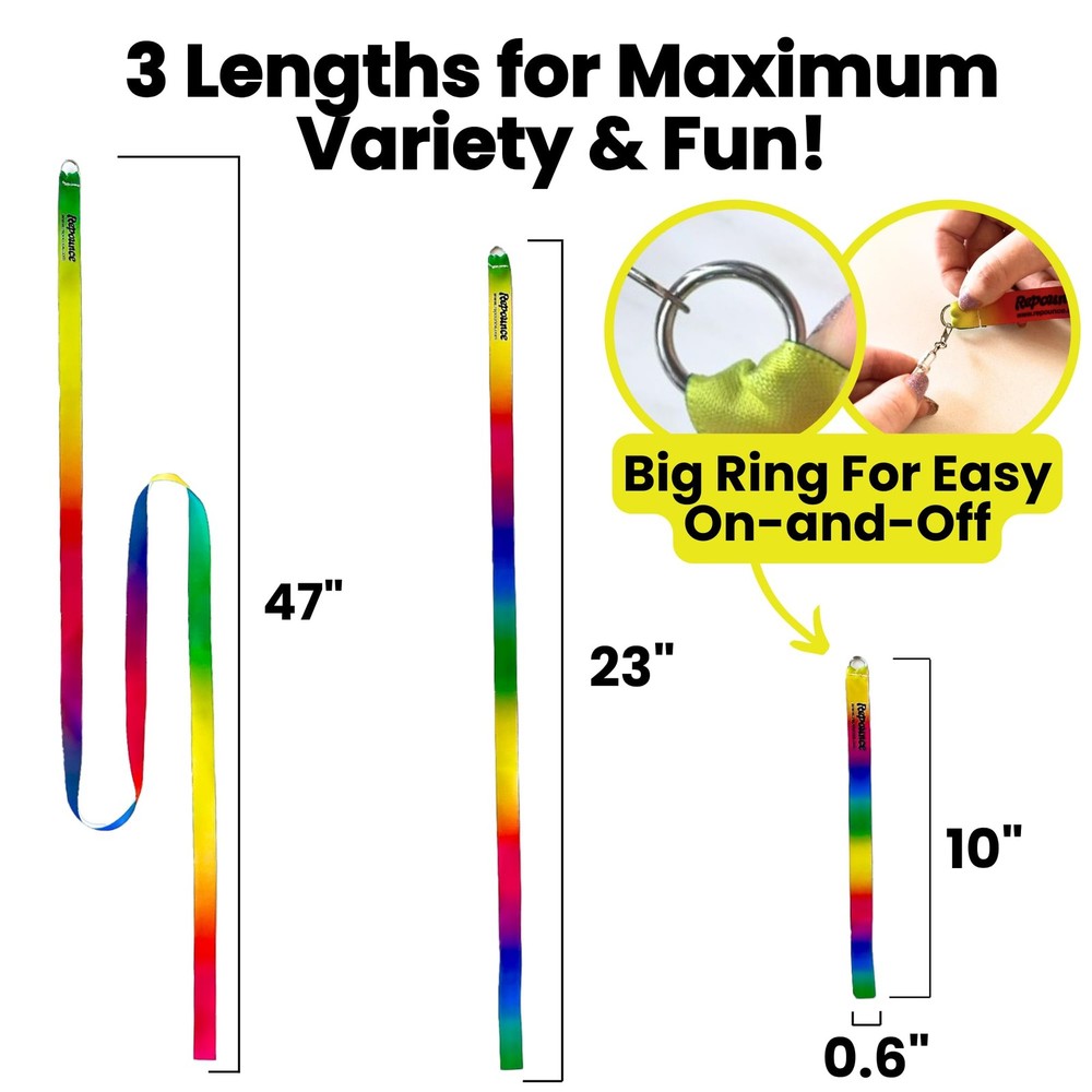 repounce Cat Wand Toy Refill 1x 3-Piece Set (3 Pieces), Rainbow Pattern