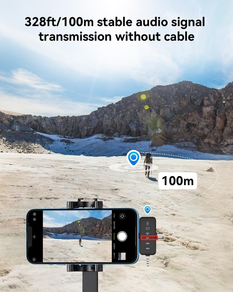 PQRQP 3 in 1 Microphone for iPhone/Android/Camera, Mini, Elegant Black