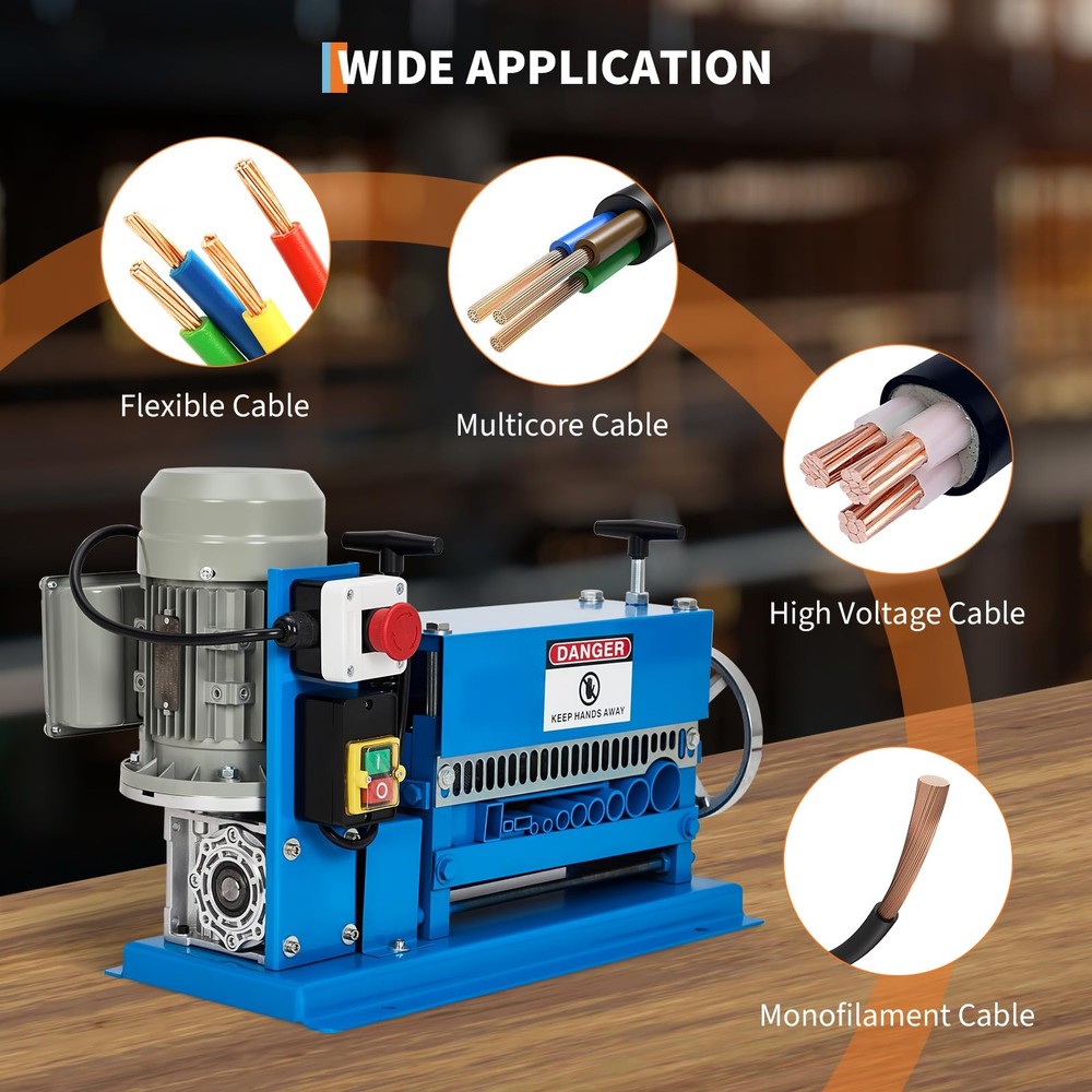 370W Automatic Wire Stripper Machine 0.06''-1.5'' Electric Copper Cable Stripper