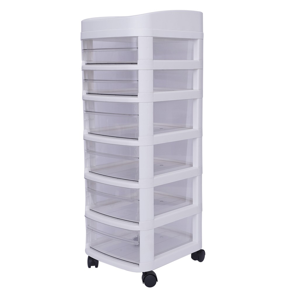 6 Drawer Plastic Storage Rolling Cart Cabinet Makeup Organizer Container White