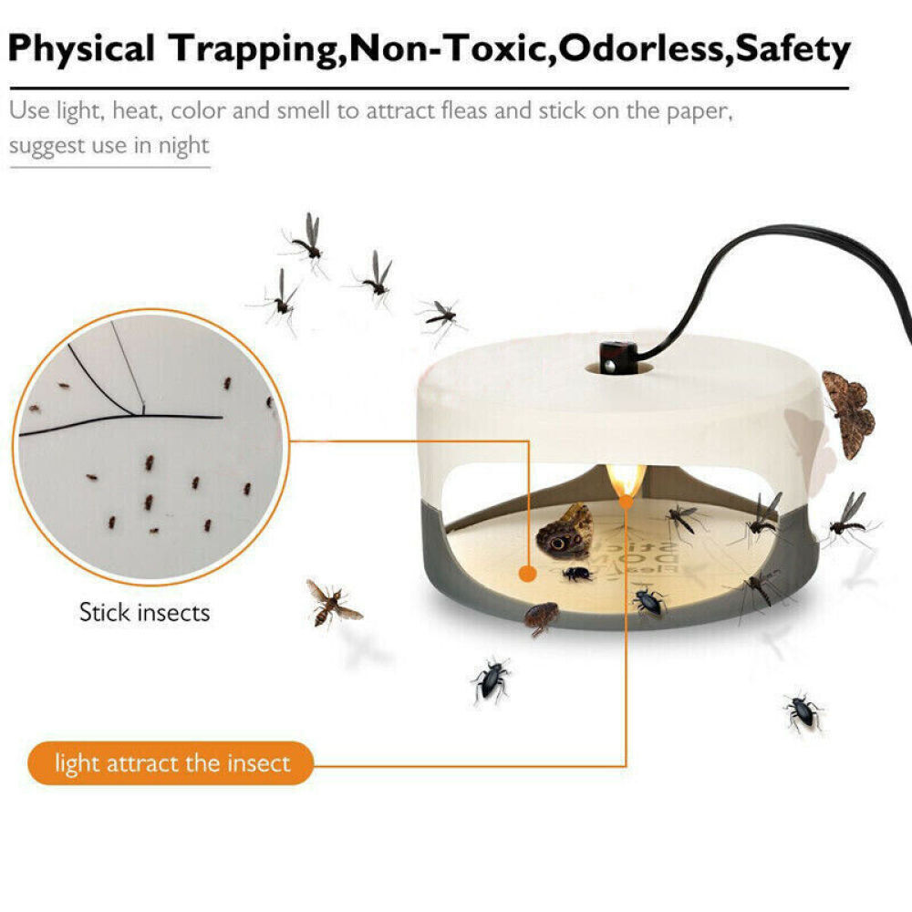 2 Pack Flea Traps with Sticky Disc Bulbs Flea Traps for Inside Your Home Safe