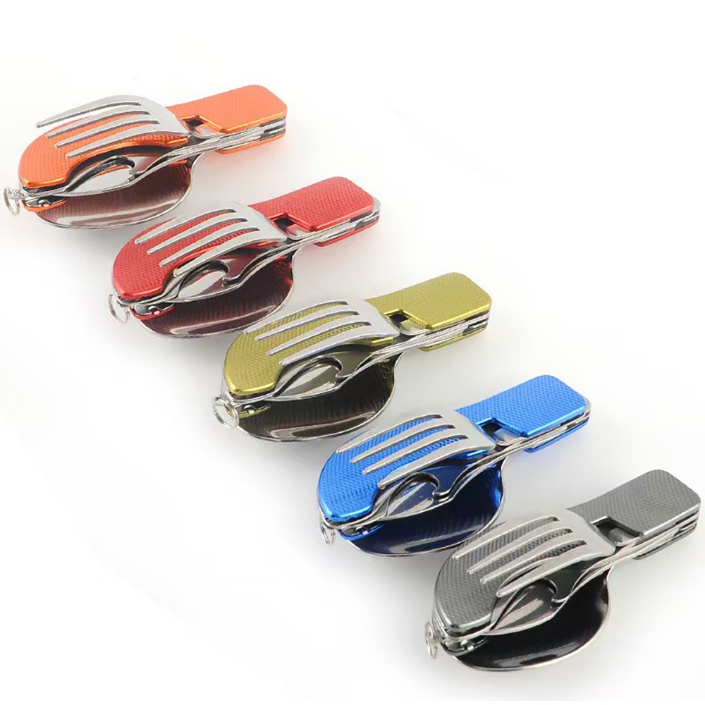 1PCS Detachable Folding Multifunctional Camping Knife Fork And Spoon Combination