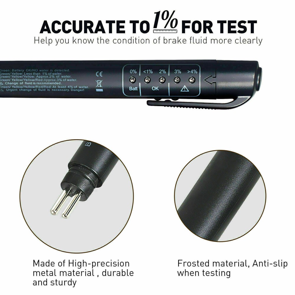 Auto Liquid testing Brake Fluid Tester pen 5 LED indicator display for DOT3/DOT4