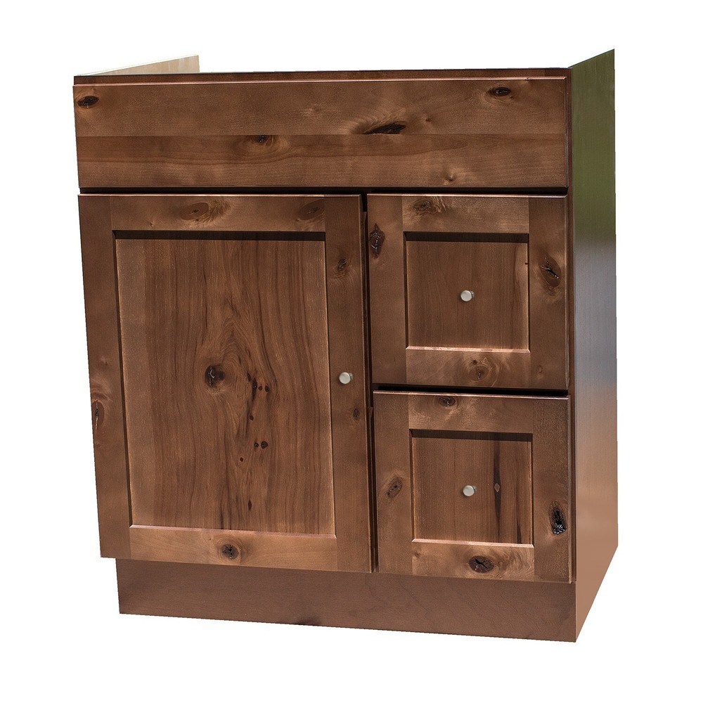 Rustic Walnut Shaker Style 30" x 21" vanity cabinet
