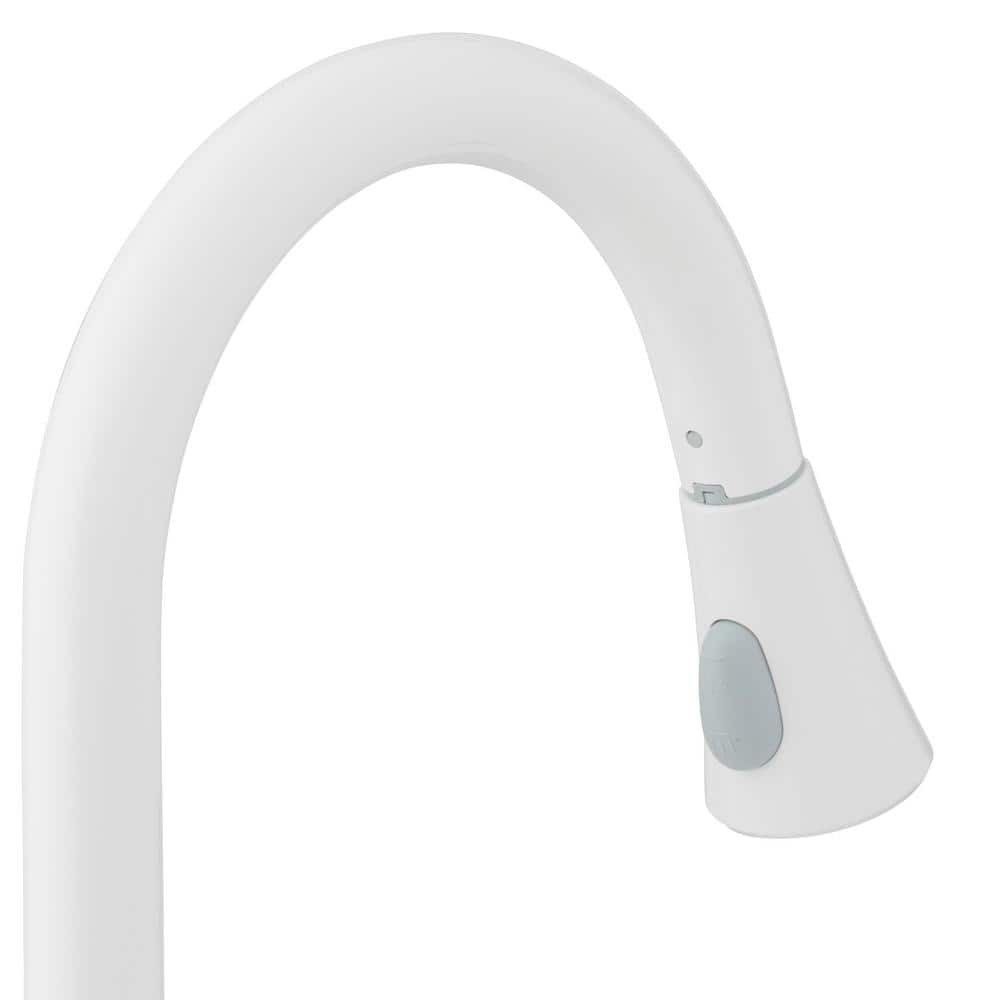 GLACIER BAY White Kitchen Faucet 1-Handle Pull-Down Drip-Free 2-Sprayer Mode NEW