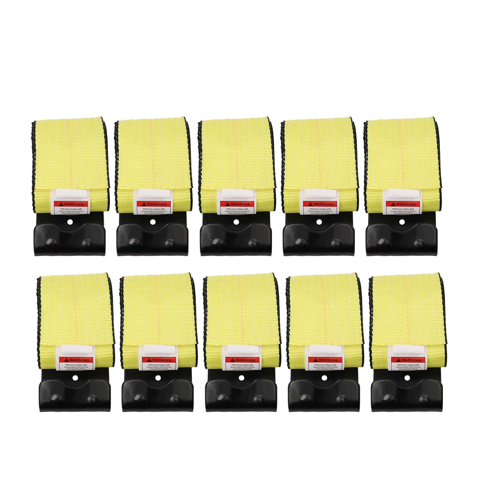 10 Pack 4" x 5' Winch Tie Down Straps with Flat Hook for Heavy Duty Use