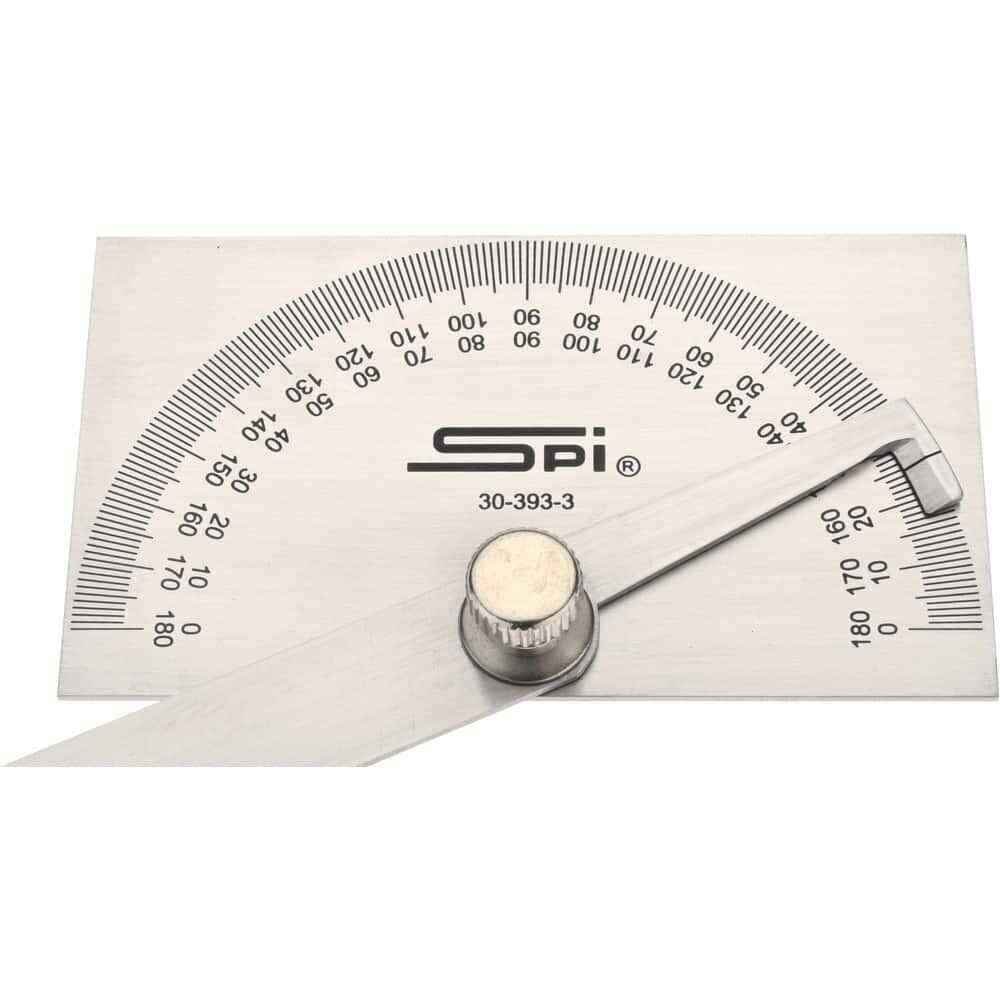 SPI 30-393-3 Rectangular Head Protractor: 6" Blade Length, 180° Meas, 1° Dial...