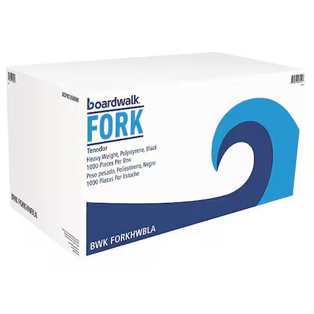 Disposable Fork, Black, Plastic, Pk1000, Bwkforkhwppbla