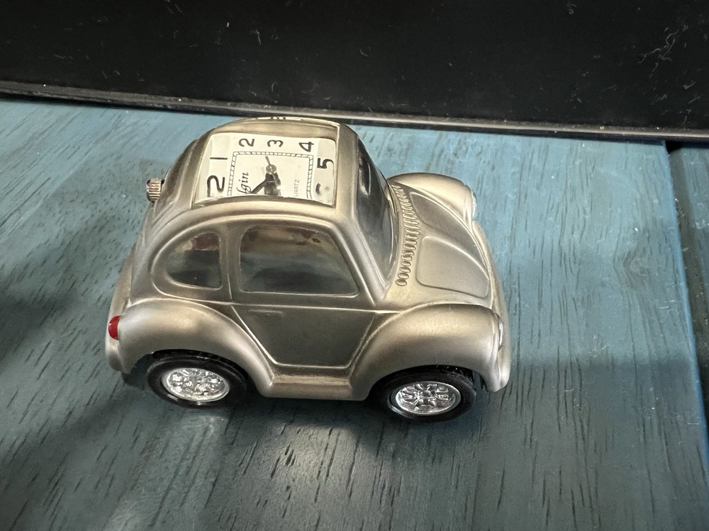 Vintage Elgin Clock Mini Silver VW Bug Clock