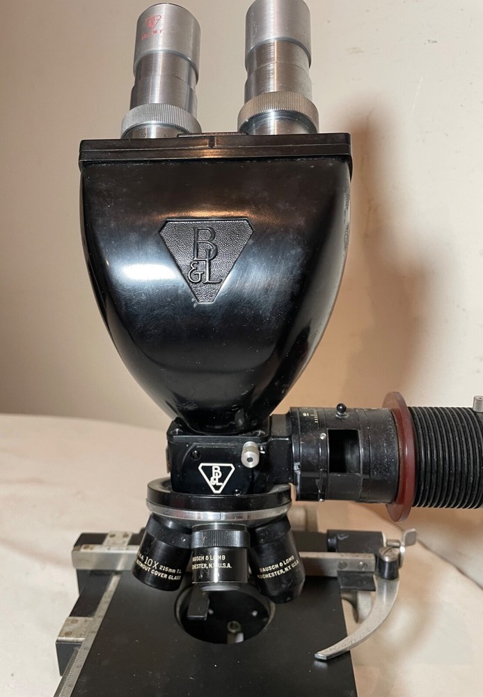 vintage original Bausch & lomb August Waeldon balplan binocular iron microscope