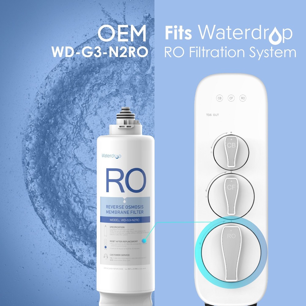 Waterdrop WD-G3-N2RO Filter, Replacement for WD-G3-W Reverse Osmosis System