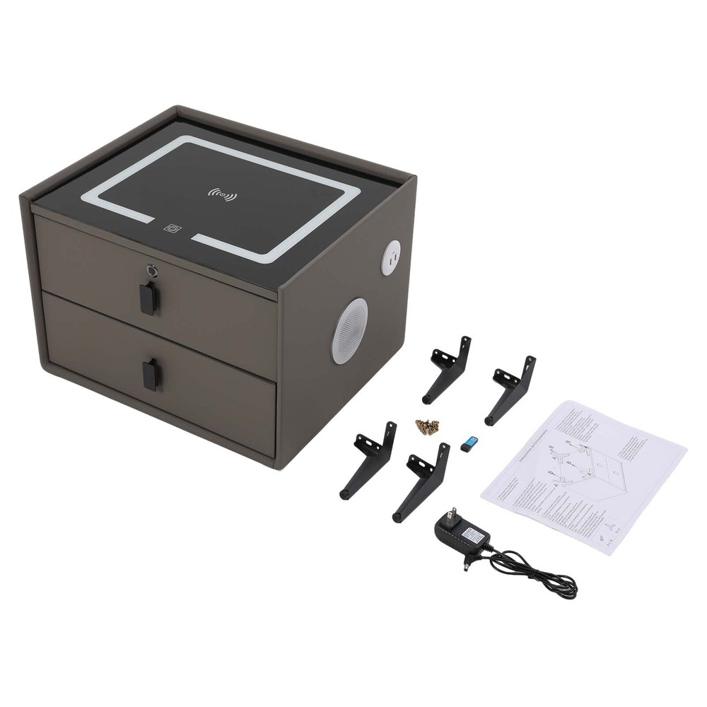 Bluetooth Speaker Smart Bedside Table w/ Light USB& Wireless Charging Modern