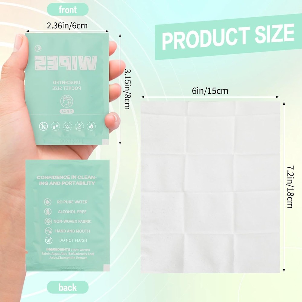 Wet Wipes Indivily Wrapped Unscented Flushable Cleansing