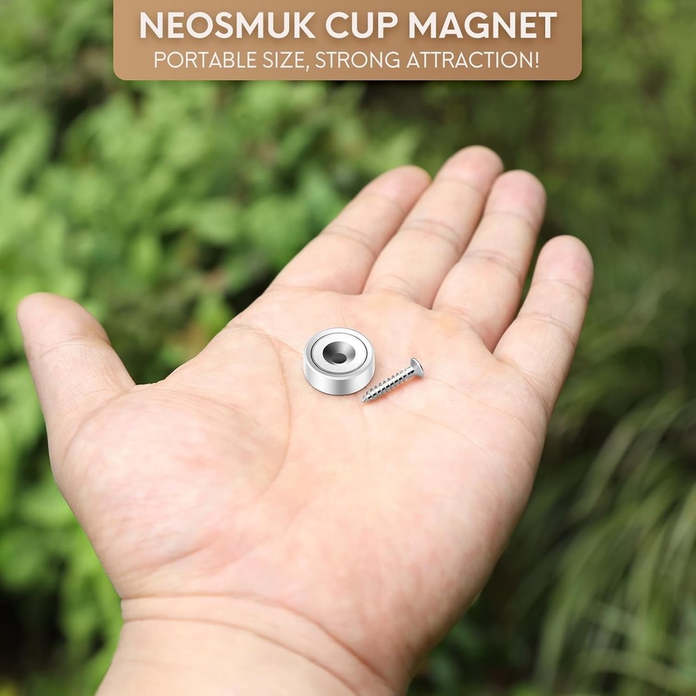 Neodymium Round Disc Magnets - 22lbs Pull, 6 Pack for Versatile Mounting