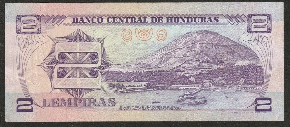 1976 HONDURAS 2 LEMPIRA NOTE
