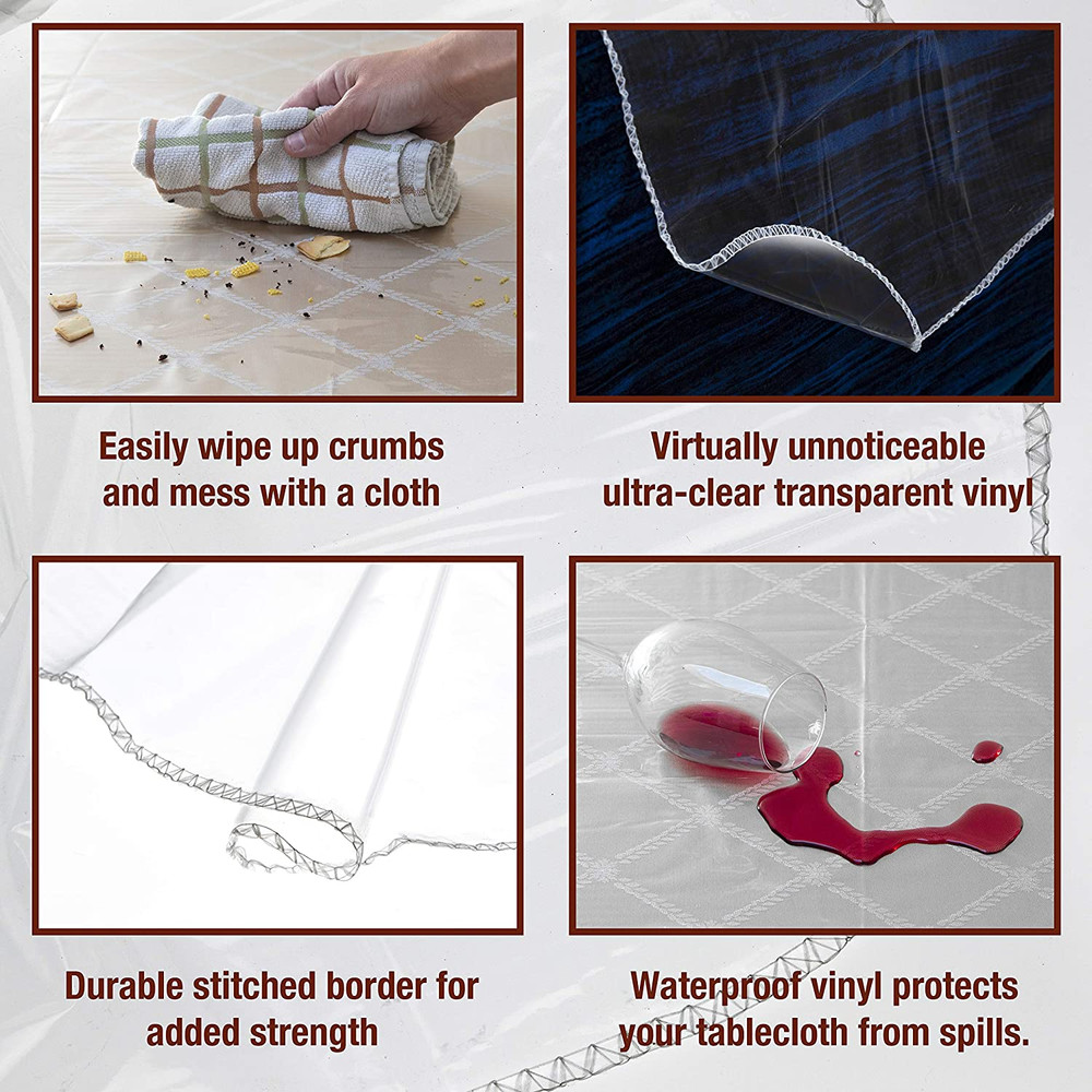 Clear Plastic Table Cover Protector 100% Waterproof Table Protector Crystal Clea