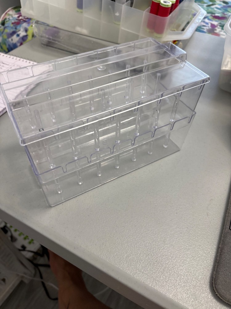 Clear plastic stackable thread organizer