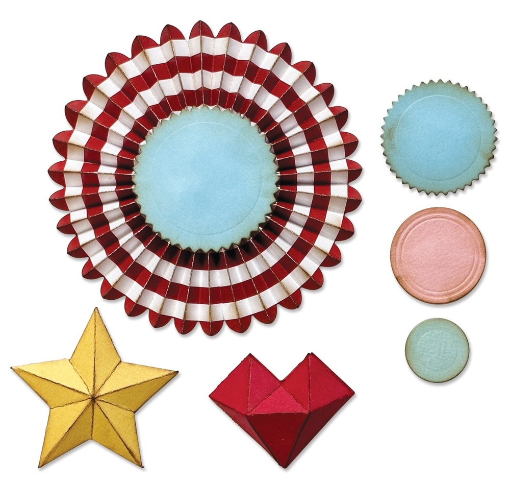 New Retired Sizzix Thinlits 7pc Rosettes #666567 Retail $20.99 Tim Holtz Vault