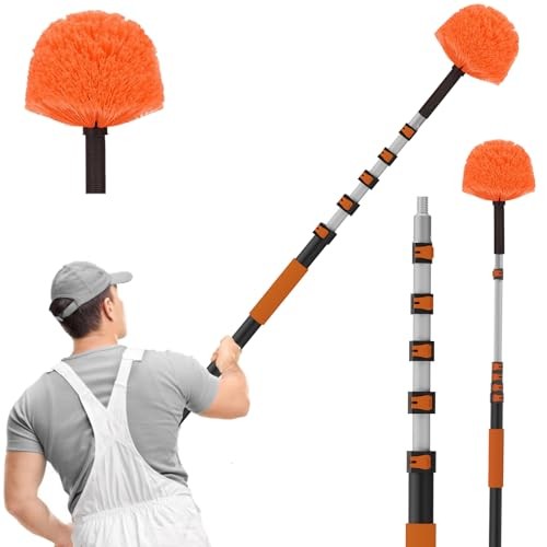 30FT Reach Cobweb Duster with Extension Pole, High Ceiling Long Duster 24FT