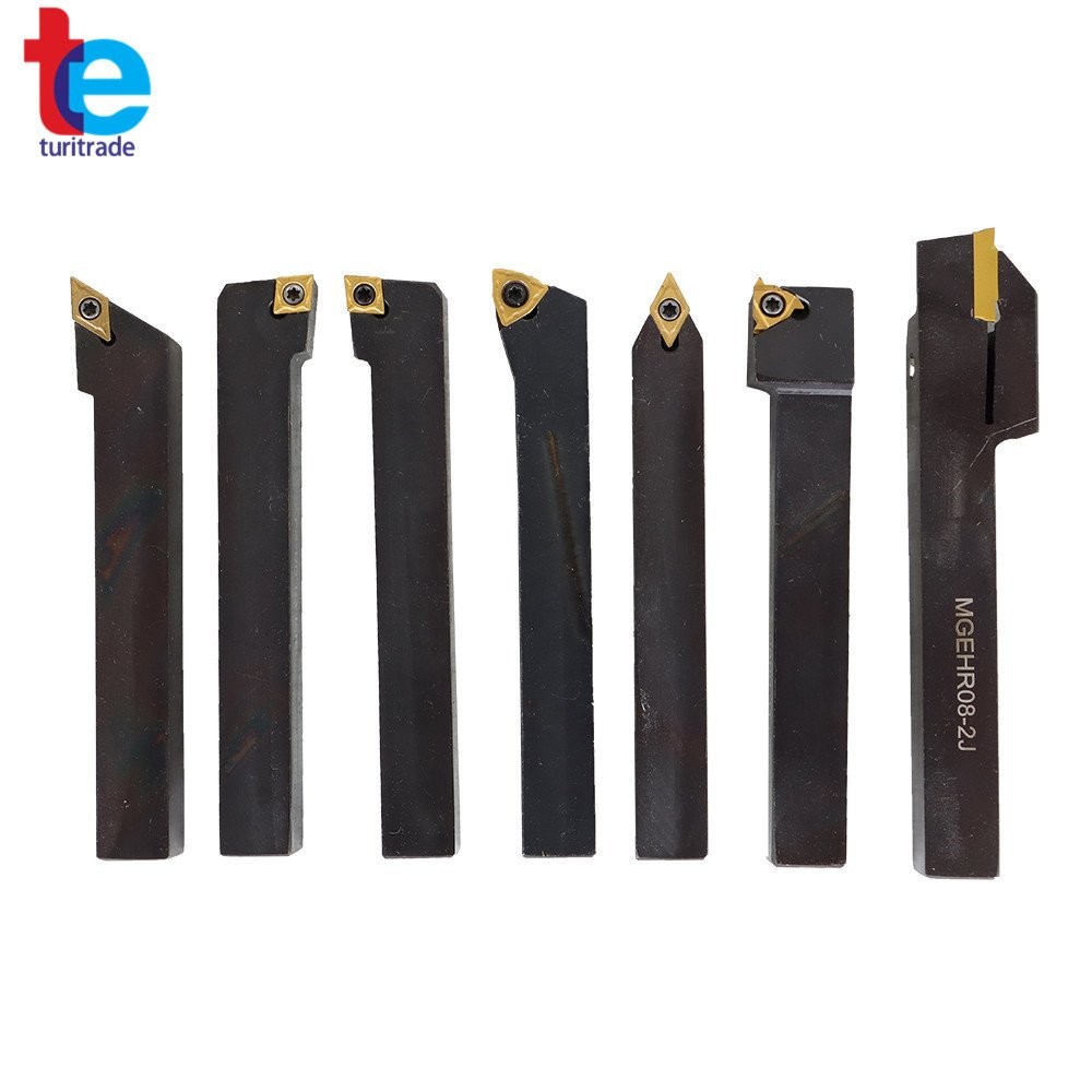 7Pcs Carbide Indexable Turning Tool 1/2" Tool Bit Thread Insert+Holder For Lathe