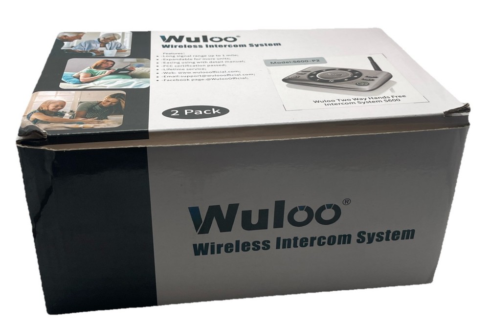 Wuloo S600-P2 Wireless Intercoms System - Black (2 Pack)