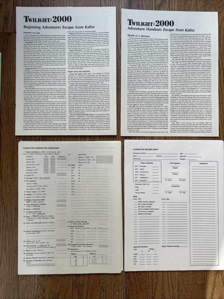 Twilight 2000 Roleplaying Game Box Set GDW 1984 Complete except missing dice