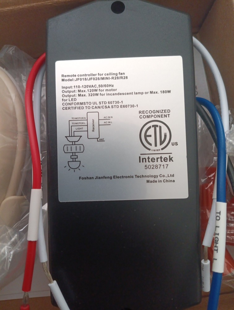 Universal Ceiling Fan Remote Control And Receiver Kit