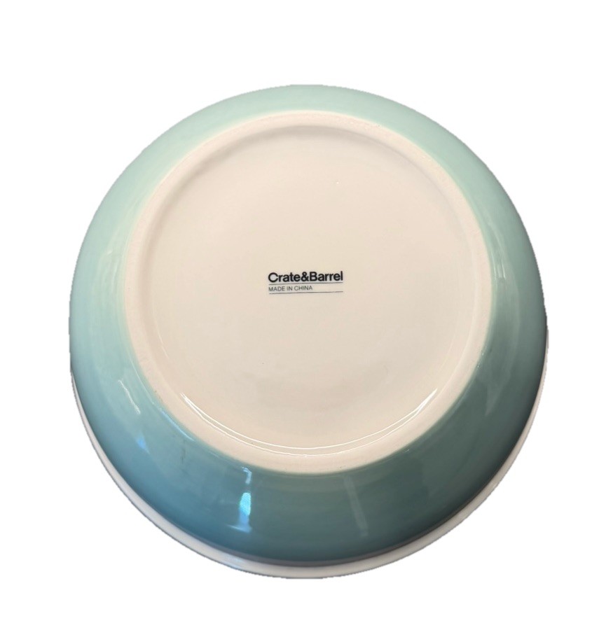 Crate & Barrel Ceramic Nesting Mixing Bowl Green 9 1/4”