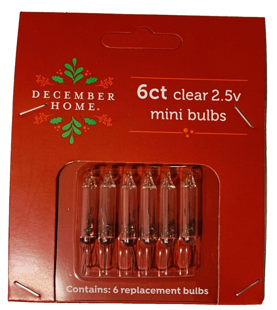 2.5 volt Christmas Light Bulbs Clear Mini for 50 100 Light String 6 pack T5