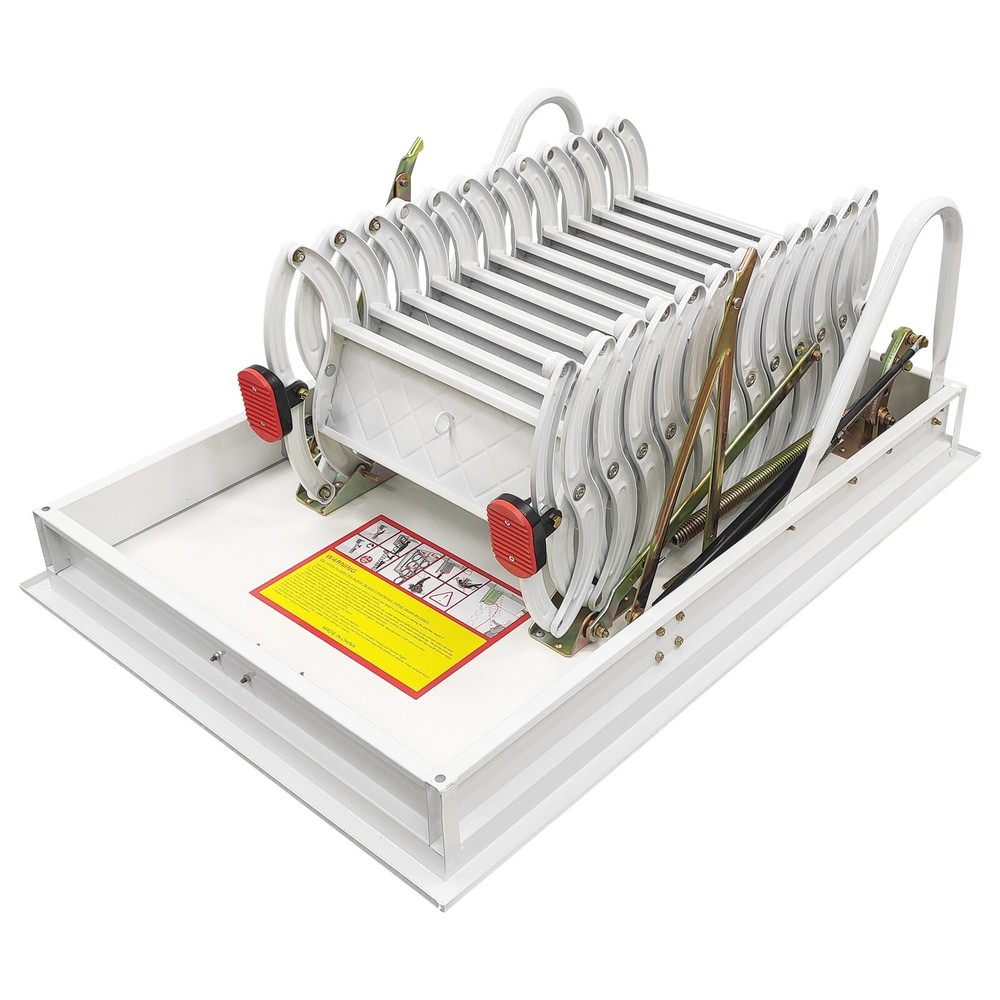 9.8ft Hidden Telescopic Folding Ladder White Attic Pull Down Ceiling stairs