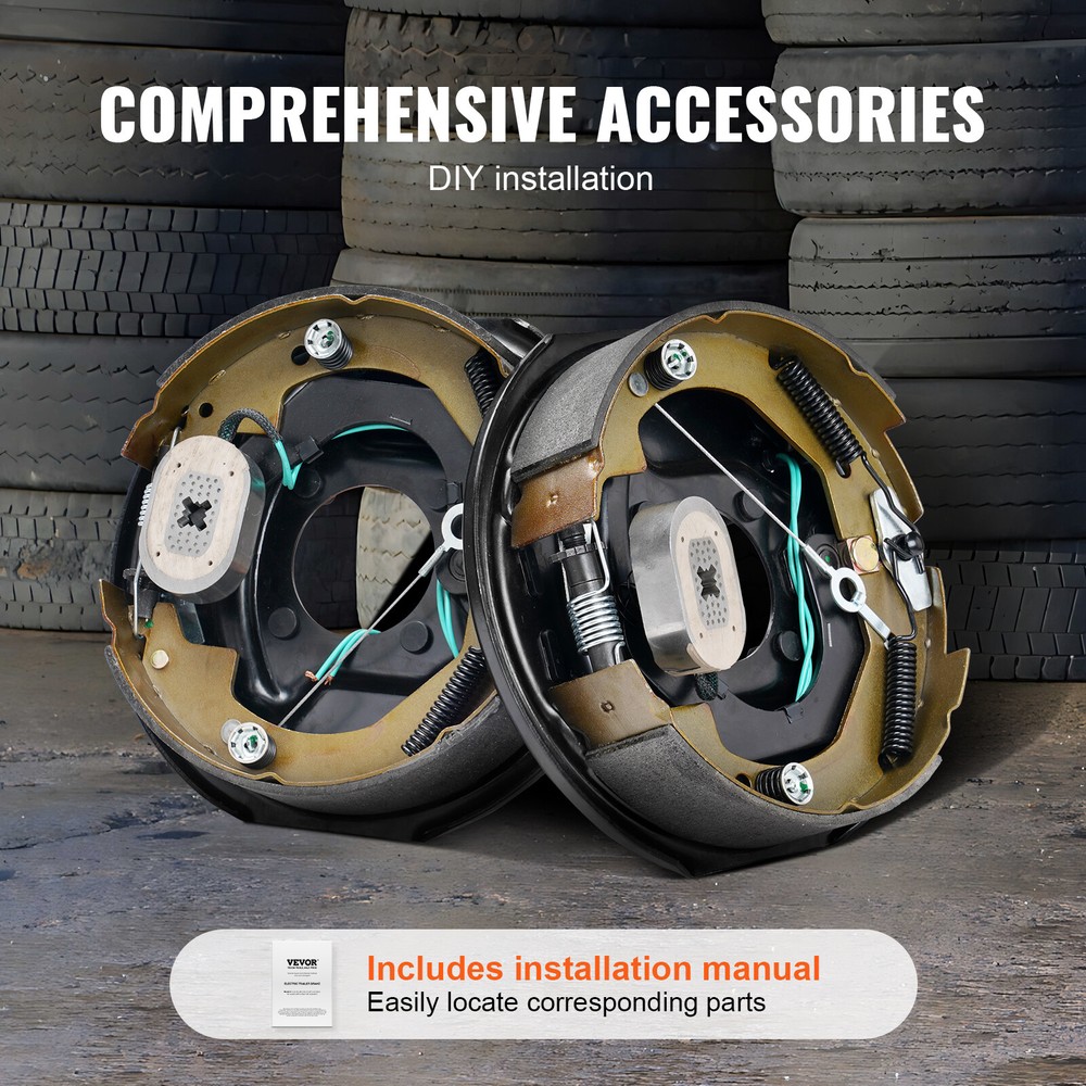 VEVOR Electric Trailer Brake 10"x2-1/4" Self-Adjusting Assembly 1 Pair 3500 lbs