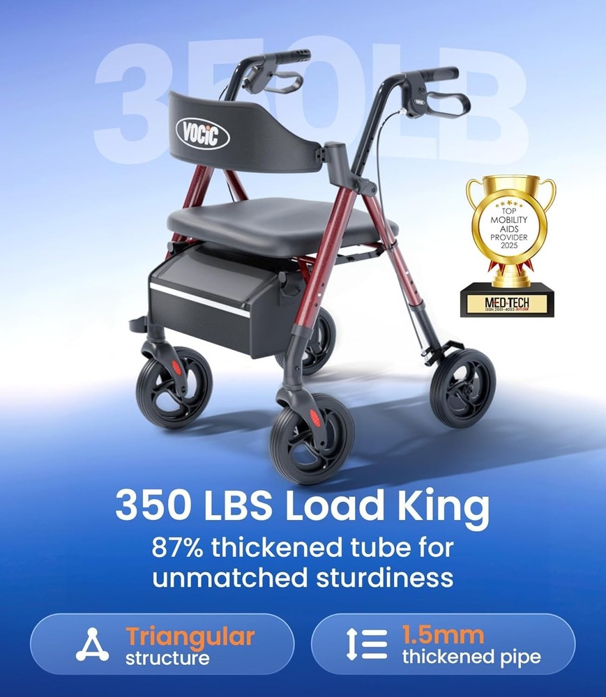 Ergonomic Z21 Lightweight Rollator Walker with Seat - Quick Folding Design