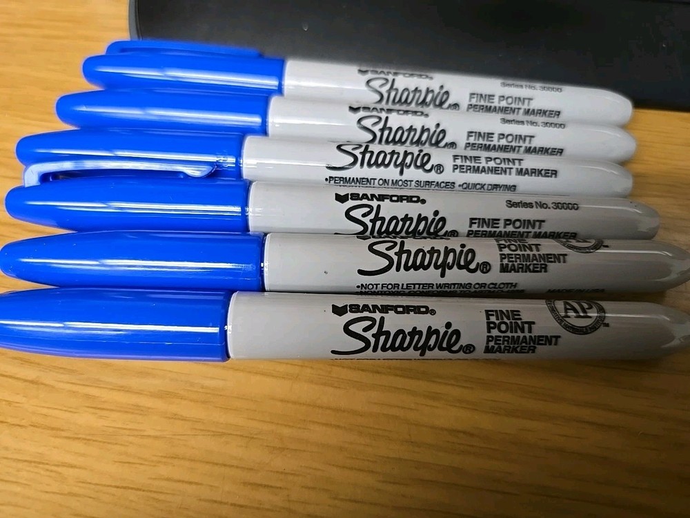 6 each Sharpie Fine Tip Permanent Markers, Fine Tip, Blue, 30003