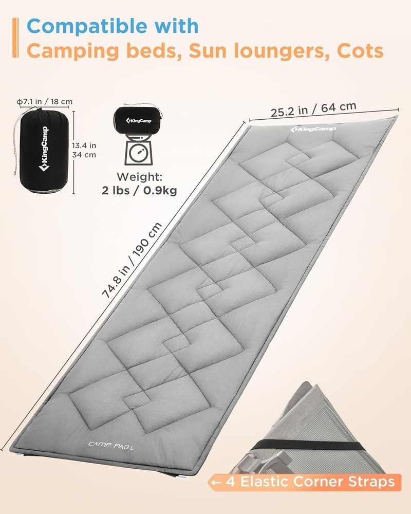 Versatile Lightweight Cot Sleeping Pad - Soft, Comfortable, Machine Washable
