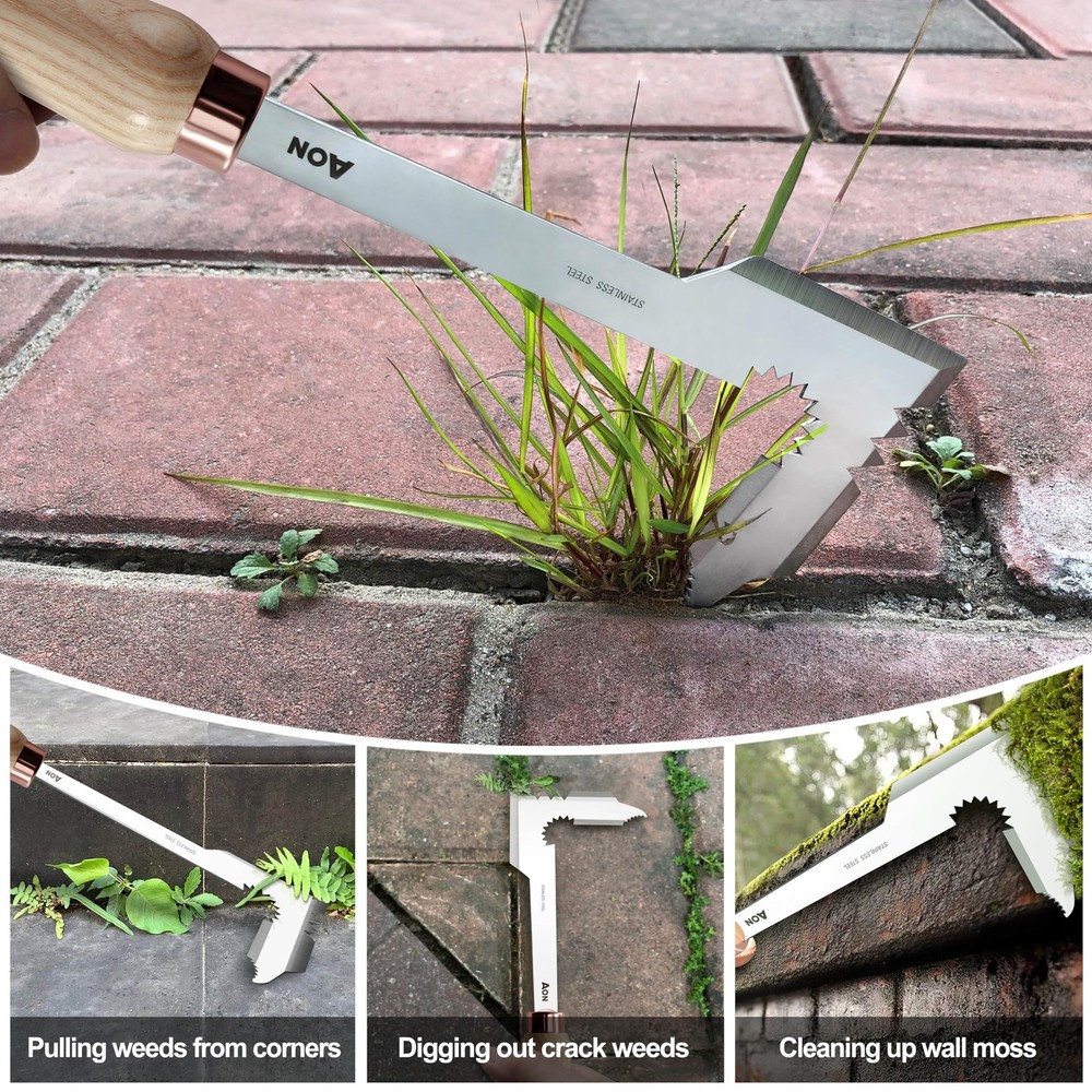 2-Pack Hand Crack Weeder Puller Tool Set - Made with Heat Treated Steel and A...