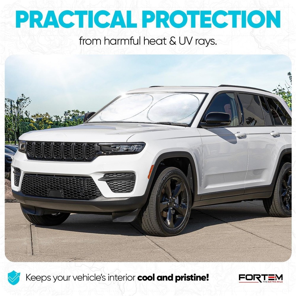Protective Car Sun Shade, Grey Reflective Windshield Shield, Fits SUVs & Trucks