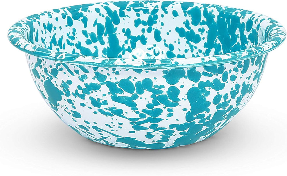 Turquoise/White Splatter Enamelware Starter Set - 16 Pieces