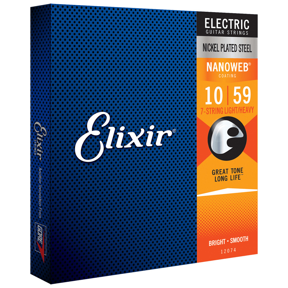 Elixir NANOWEB Nickel Electric — 7-String 12074 Light/Heavy .010-.059